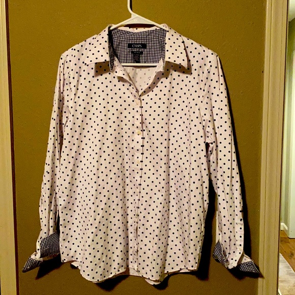 Chaps blue dot women’s button down. - Picture 1 of 3